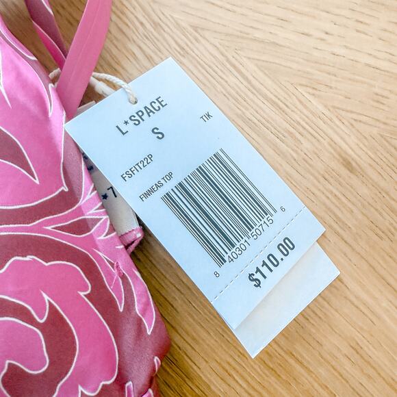 L Space Bikini Top Womens Small Pink Finneas Barbiecore Tropical Beach Swim NWT - Picture 4 of 6